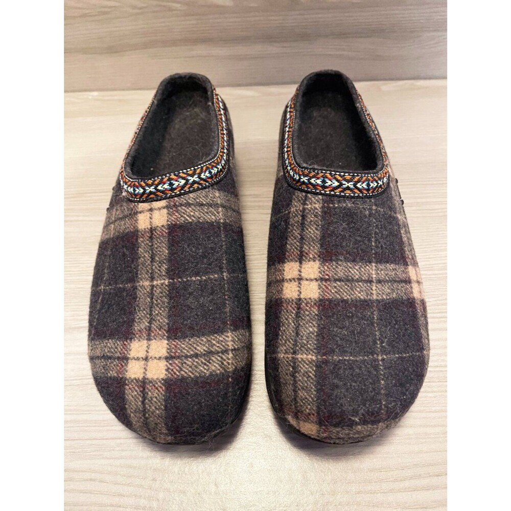 Therafit Plaid Wool Blend Clog Slippers Women's US 9.5-10 Comfort House Shoes